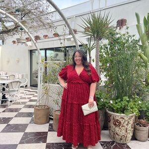 Elegant Red Polka Dot Maxi Dress